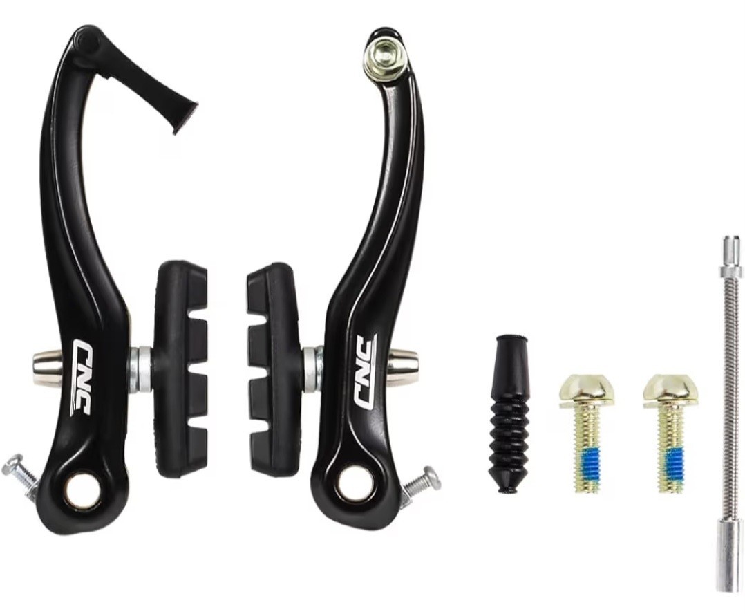 CNC V Brake Set – Bicycle Linear Pull V Brakes 110mm Long Arm Black – New