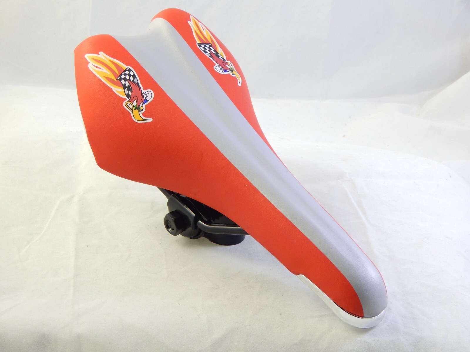 NOS Honda BMX Racing Seat Saddle Red Silver Chrome Railed HRC Woody Bicycle