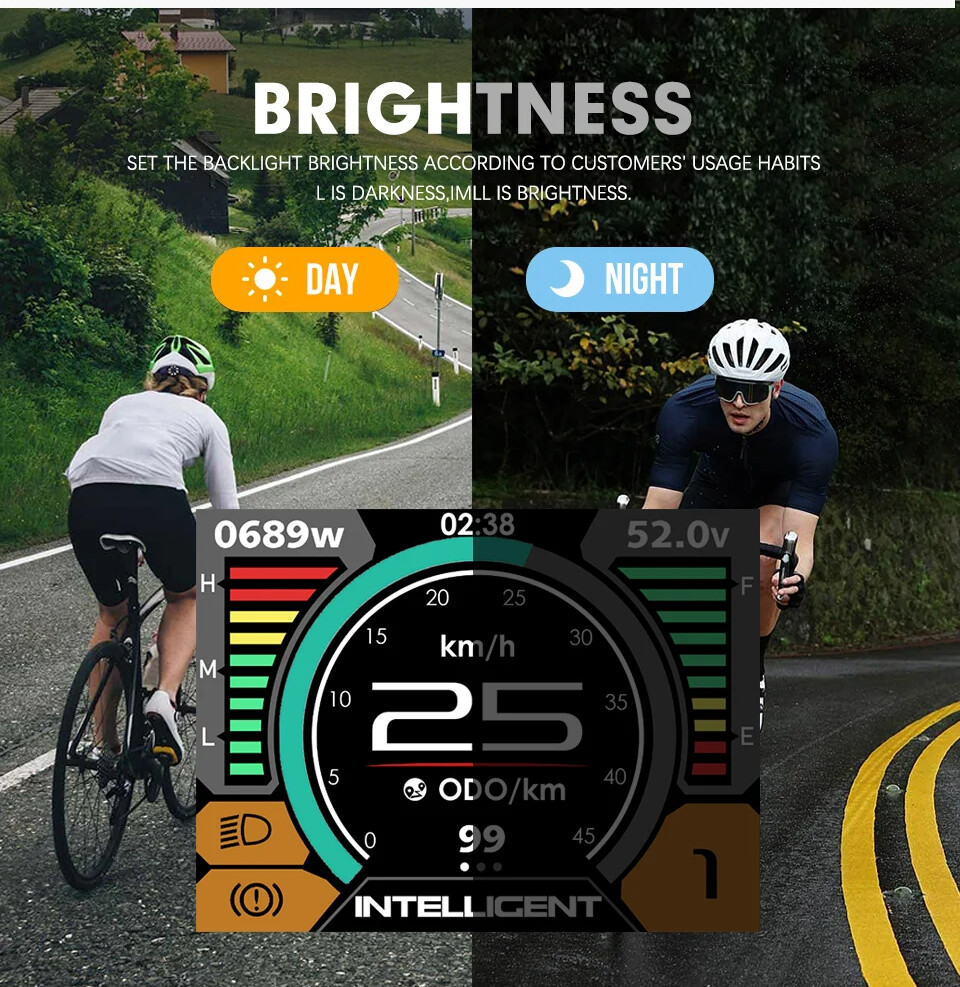 E-bike Display 600C Bluetooth Navigation Multilingual 9 PAS for Mid Drive Motor
