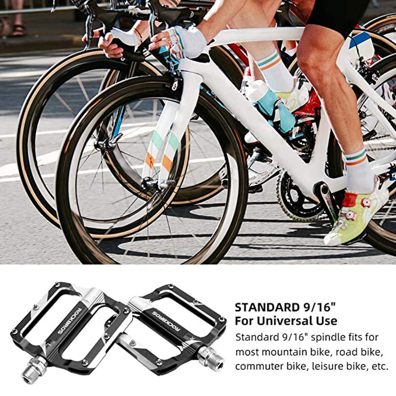 ROCKBROS Bicycle Pedals Alu 9/16″ Non-Slip Sealed Bearing Cycling Flat Pedals US