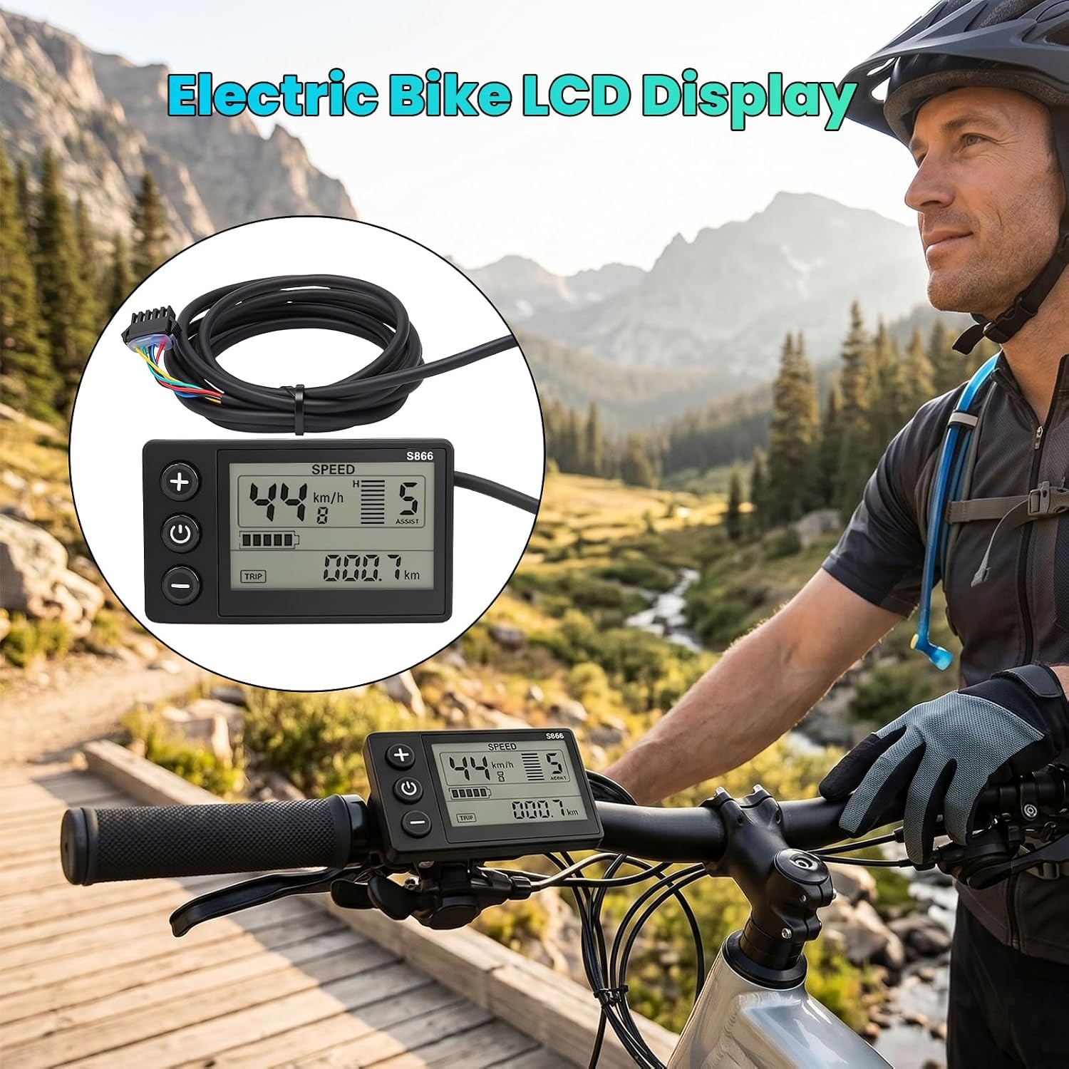 S866 Electric Bicycle Display LCD Meter, Speedometer Odometer, 24V 36V 48V Elect