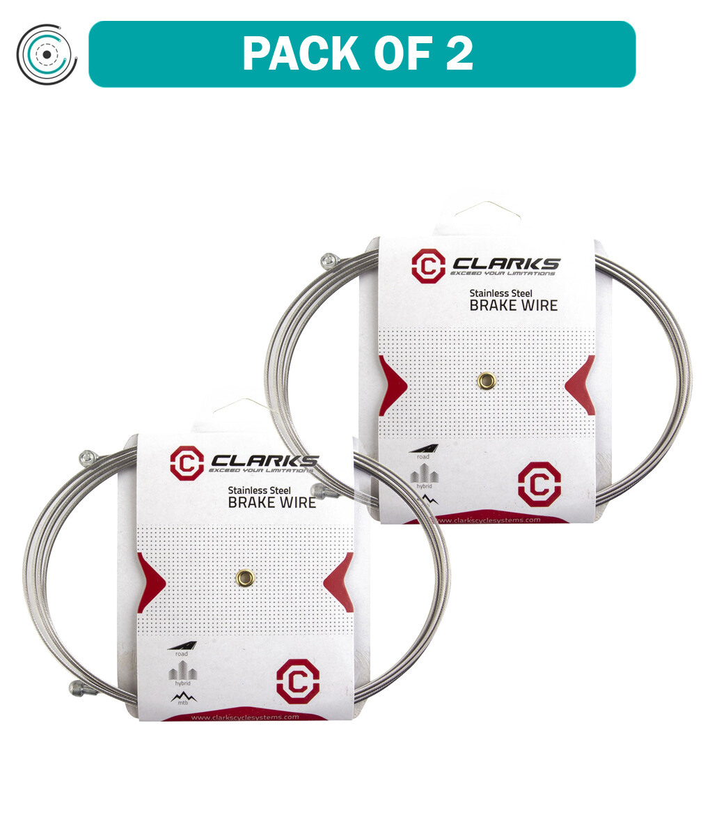 Pack of 2 Clarks Stainless Steel Brake Wire Front or rear 2000mm 1.5mm Silver