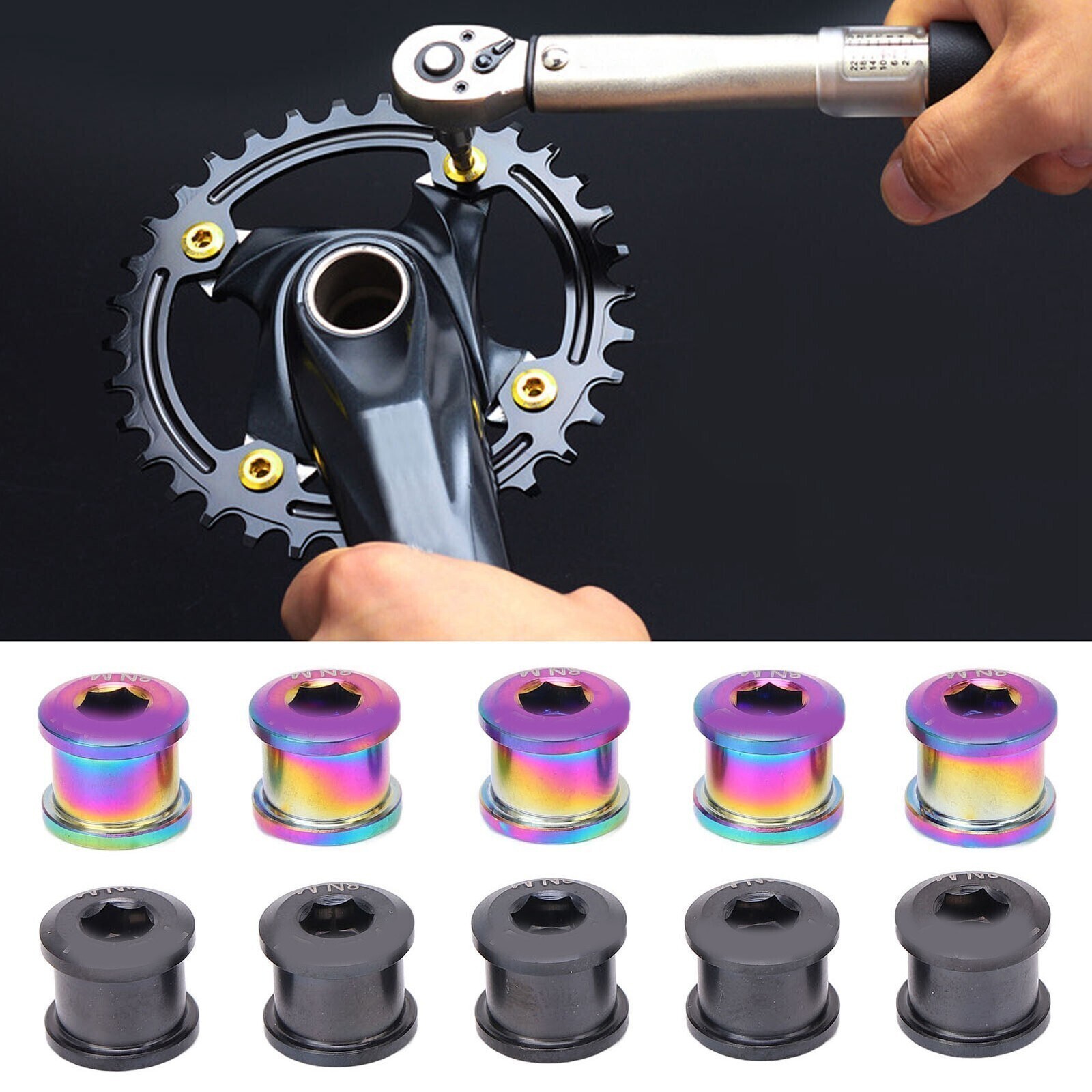 5Pcs 6.5mm Bike Single Chainring Screw Titanium Alloy Rust Protection Cycling