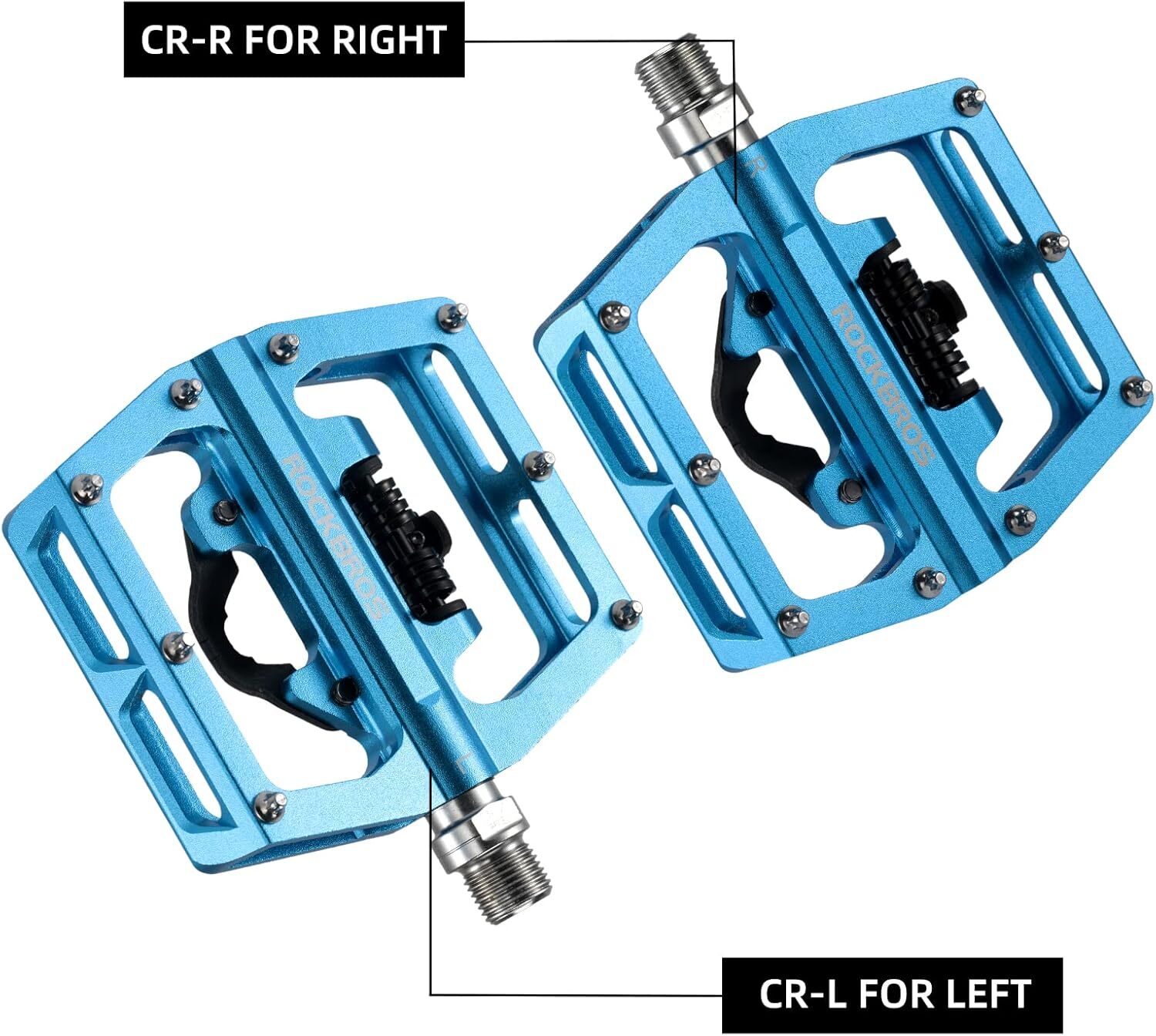 ROCKBROS MTB Clipless Pedals,Single Sided Clip 9/16-Inch Pedals with SPD Cleats