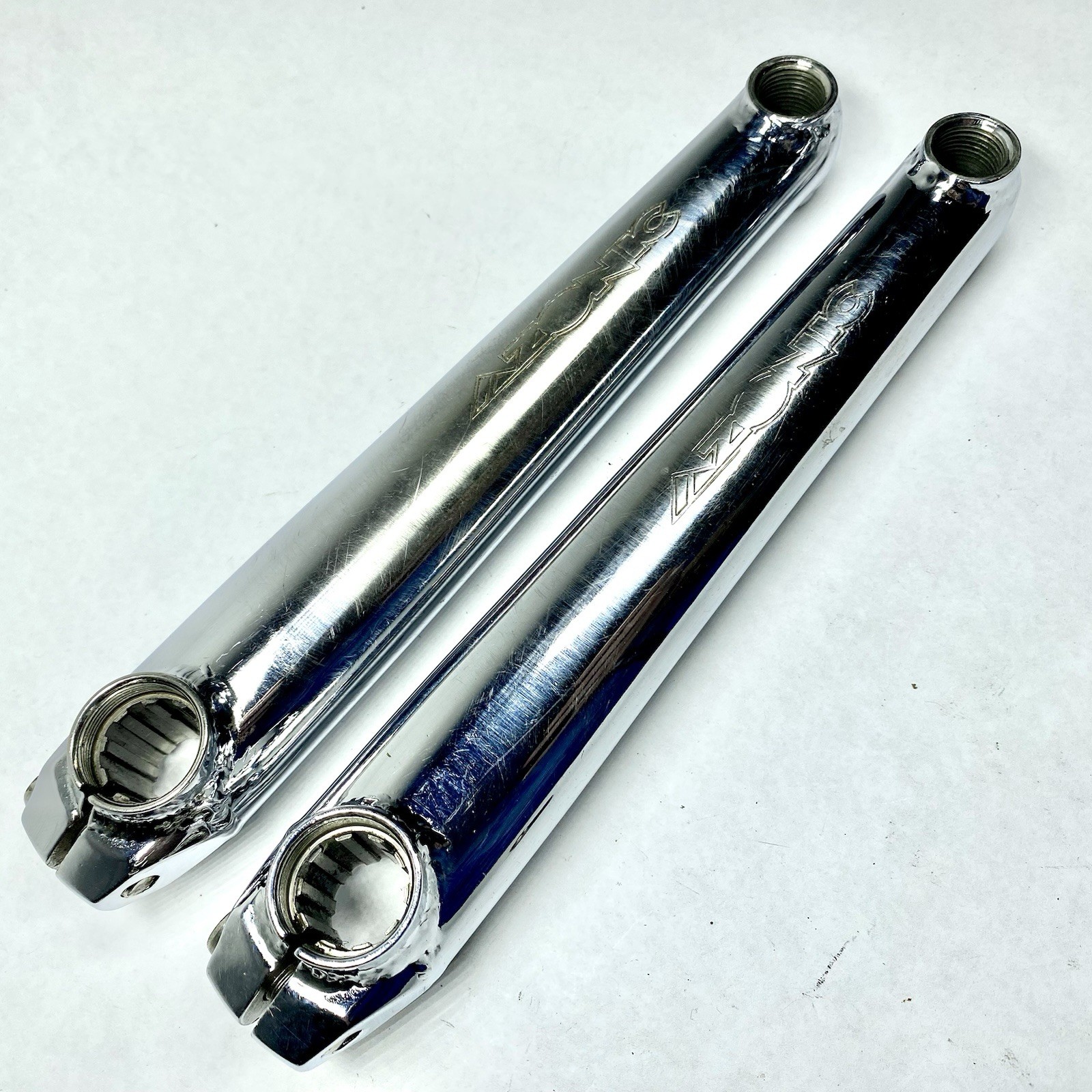 Vintage Azonic 454 180mm Chromoly Cranks Chrome Sealed Bottom Bracket BMX MTB
