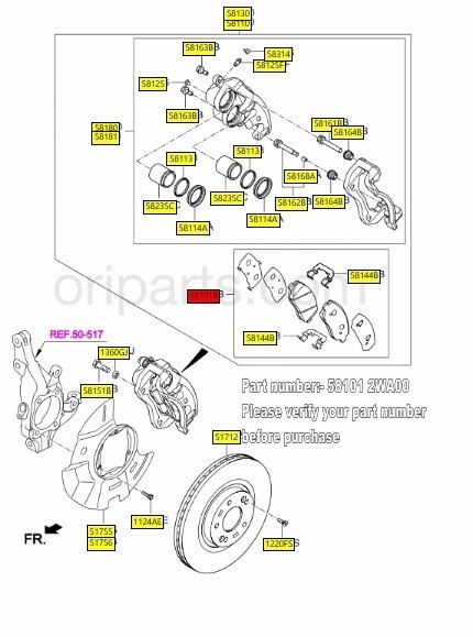 hyundai santa fe 3.3L 13-15 compatible front brake pad kit 58101-2WA00