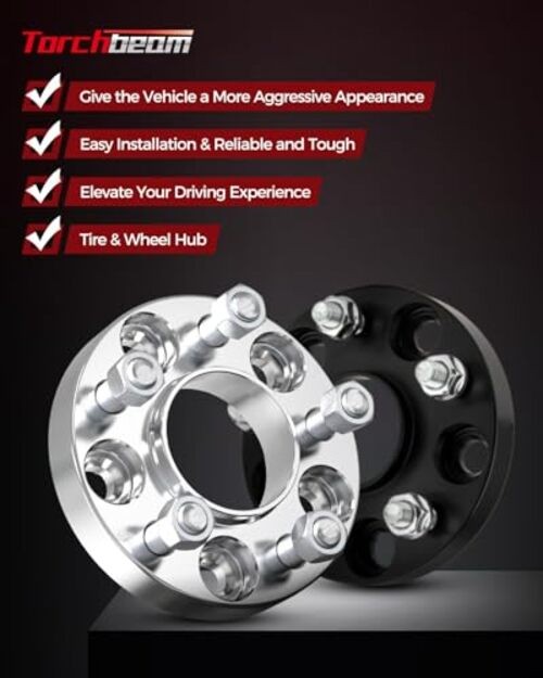 8×6.5 Lug Wheel Spacers 2 inch with 9/16″ x18 Thread Pitch, 126.15mm Hub