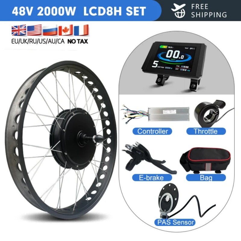 48V 2000W 20/24/26In Snow Electric Bike Fat Rear Rotate Hub Motor Dropout 190MM