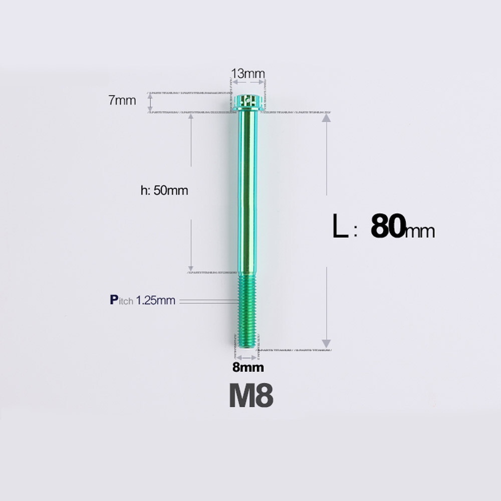 Titanium Screw, Torx Head Screw M8x10 – 120mm Green/Purple/Candy for Motorcycle