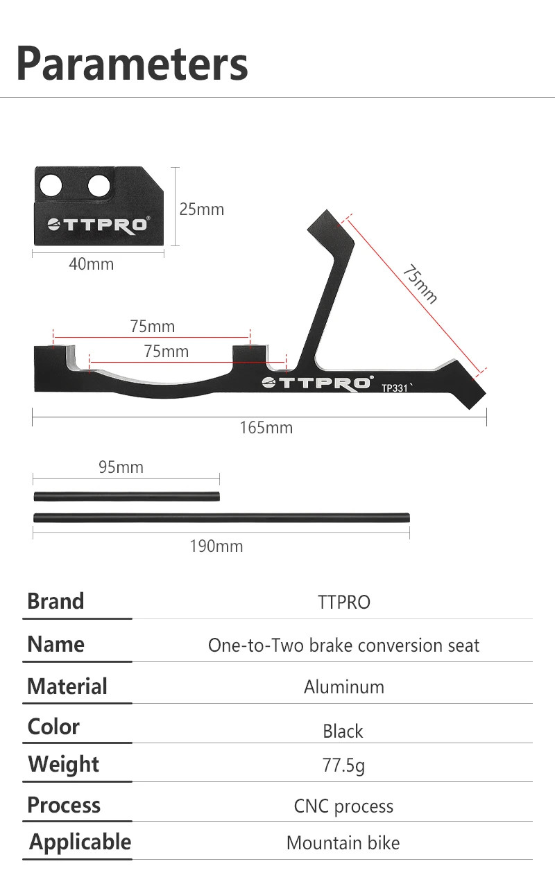 Brake Adapter for 203mm 220mm Rotor Dual Piston Caliper CNC MTB Bike Part