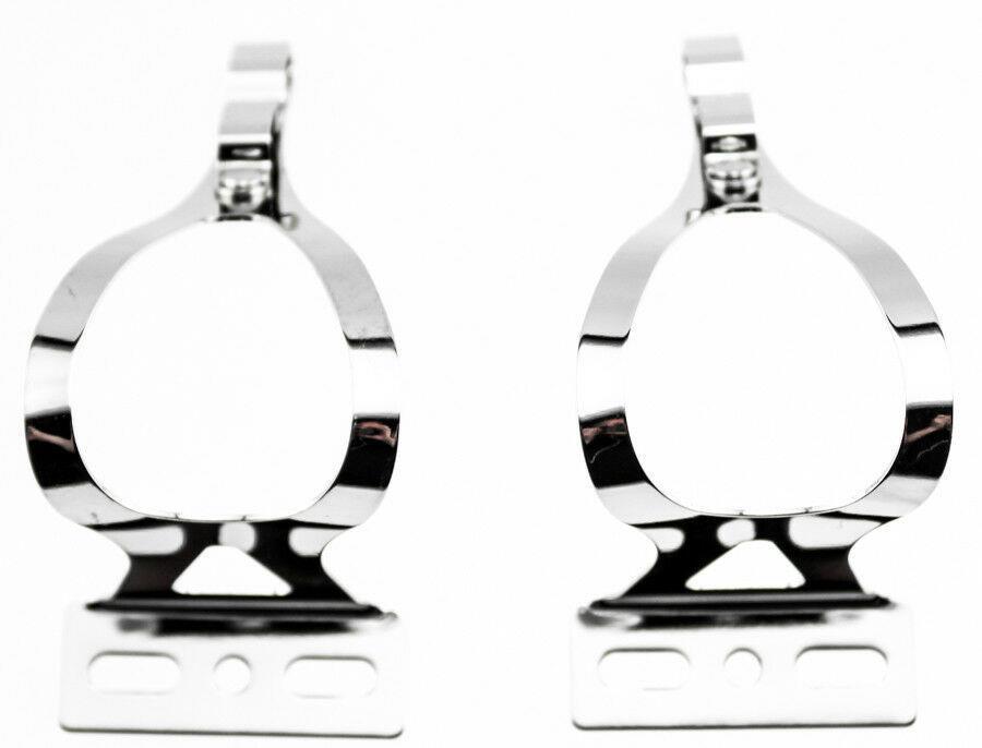 AVENIR 2X FIXIE STEEL TOE CLIPS LG Bike Pedals Strapless Double Strap Silver NEW