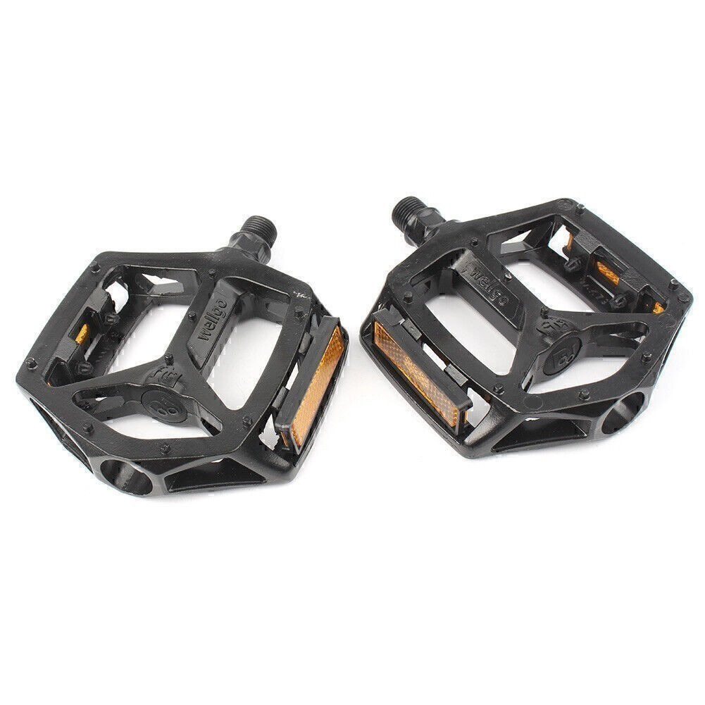 Pair Bike Pedals Platform Wellgo B087 Cr-Mo Spindle 9/16″ DU Sealed Bearings