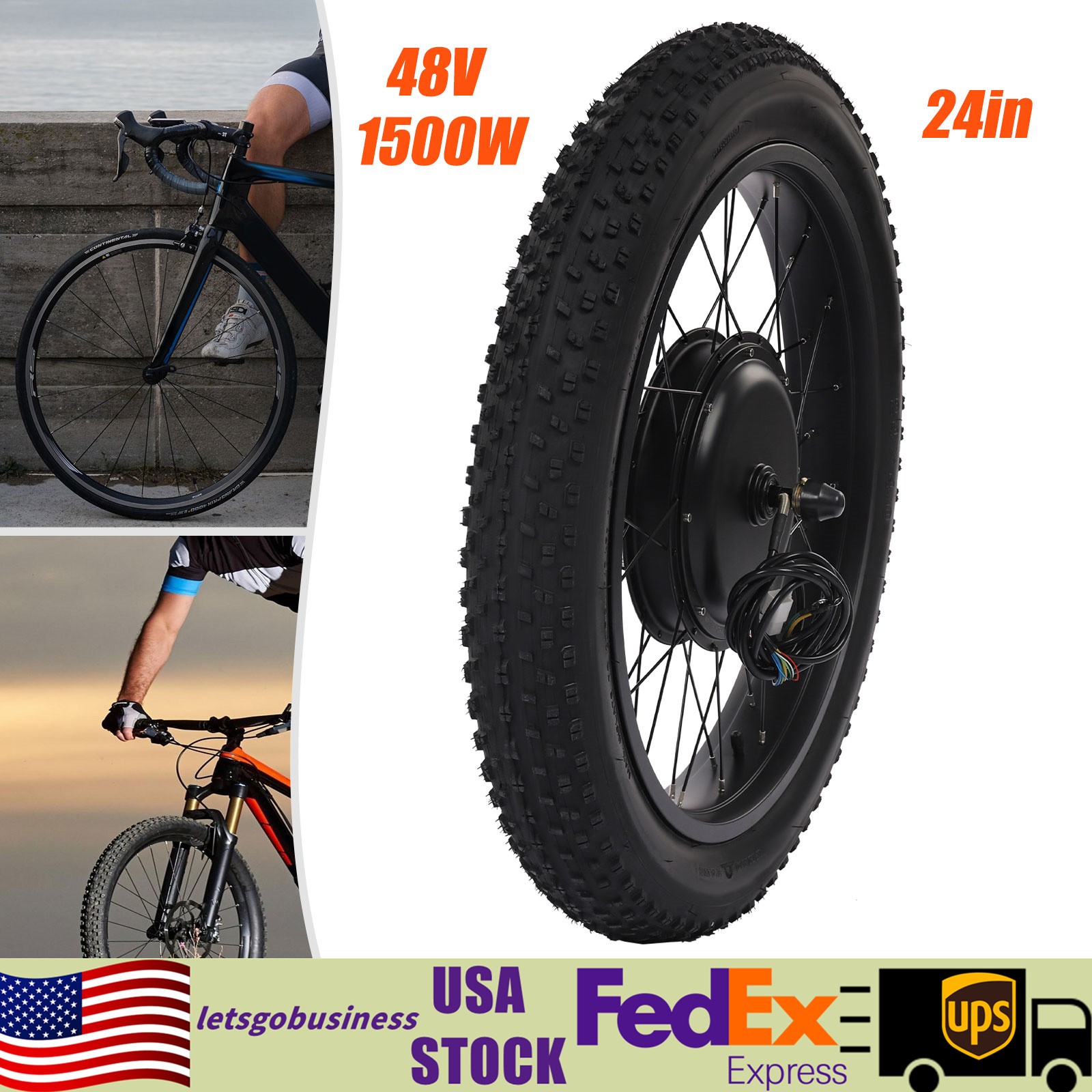24″ Ebike Front Wheel Hub Motor Electric Bicycle Motor Conversion Kit 1500w 48v