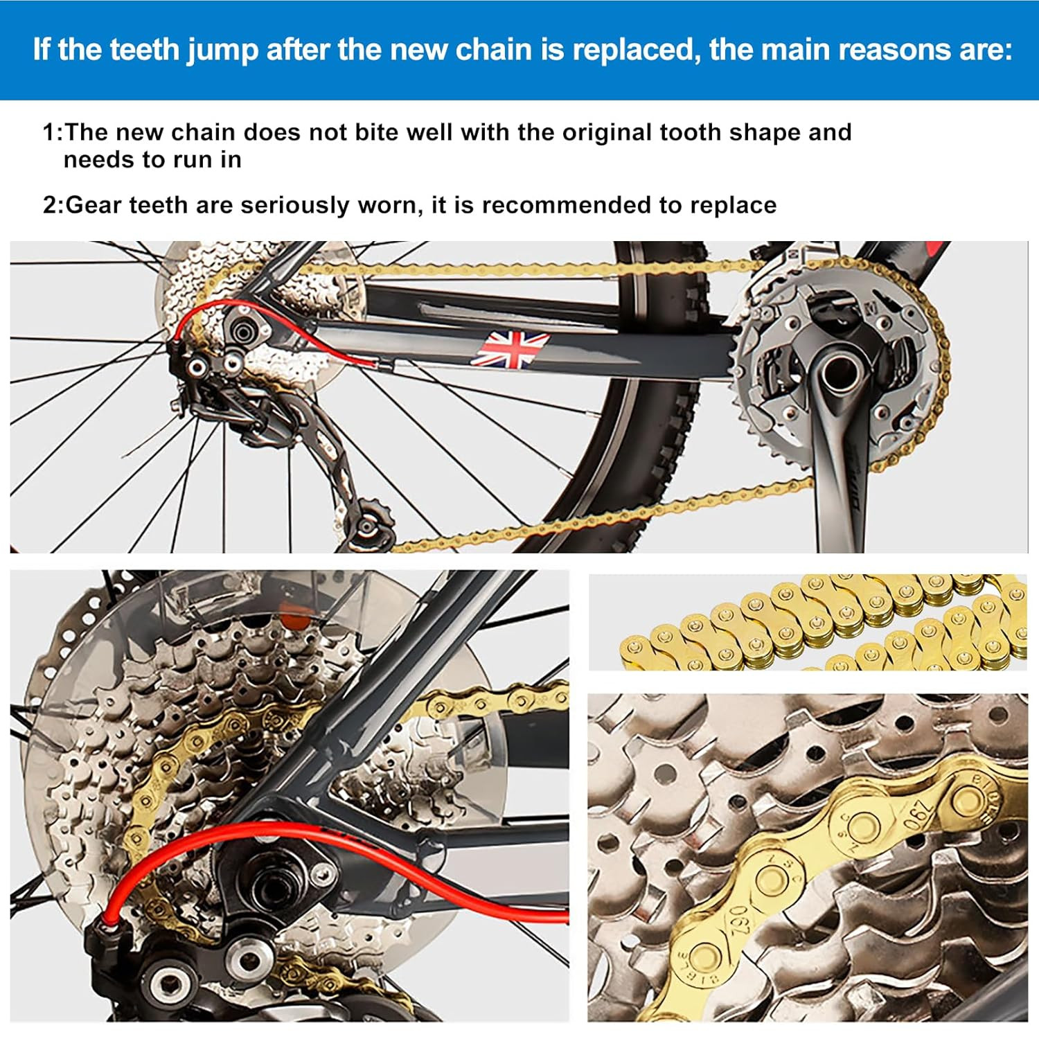 Gold 6/7/8 Speed Bike Chain, 1/2X3/32 Inch, 116 Links, Alloy Steel, Triple