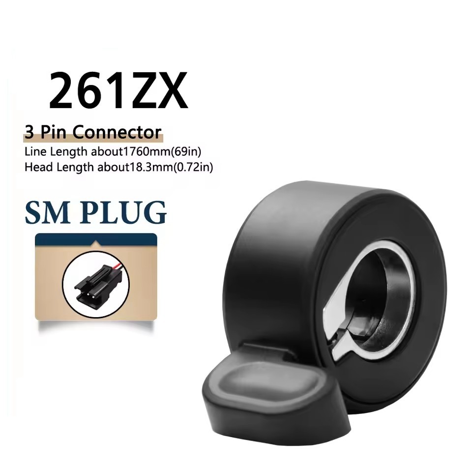 261ZX Thumb Throttle 3Pin SM Plug for Electric Bicycle 12V/24V/36V/48V/52V/72V
