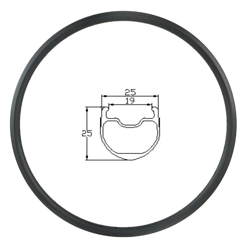 700c Road Bike Carbon Rim V Brake Tubeless Clincher 25mm Wide 20 24 Holes