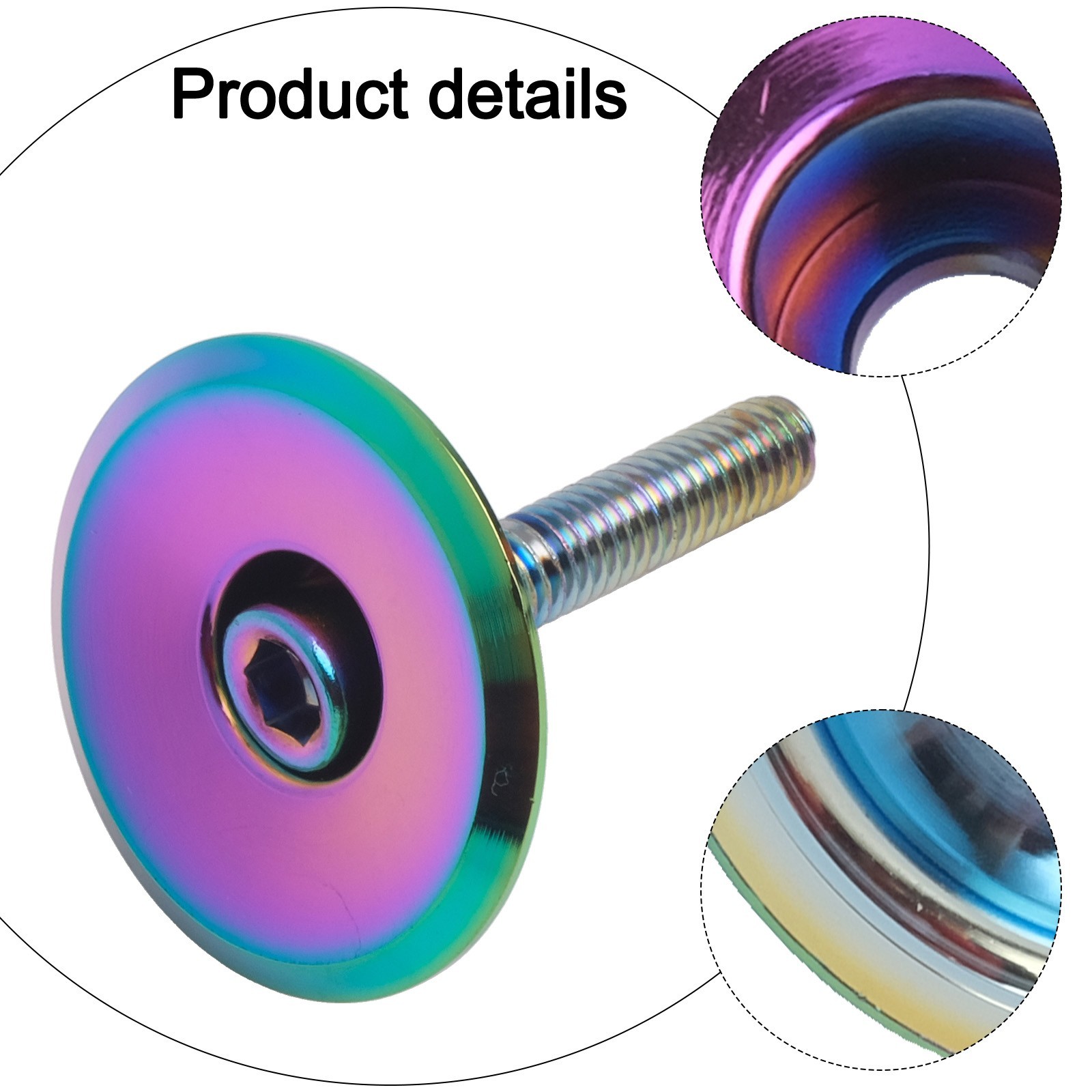 Lightweight Multicolor Oil Slick Headset Stem Cap Replacement Top Cover