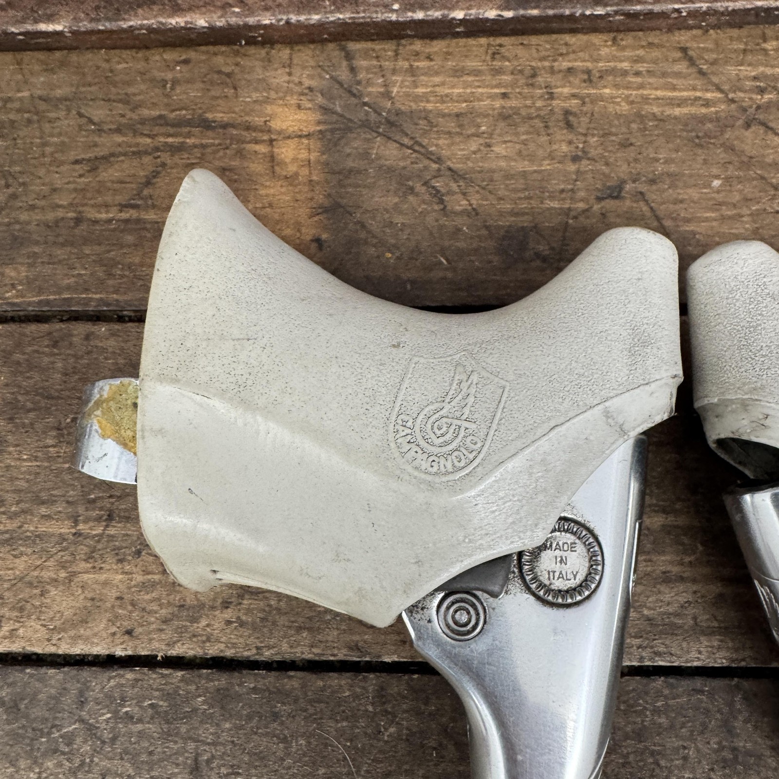 Vintage Campagnolo Brake Levers C-Record Chrous White Hoods 4-Finger Drop Bar