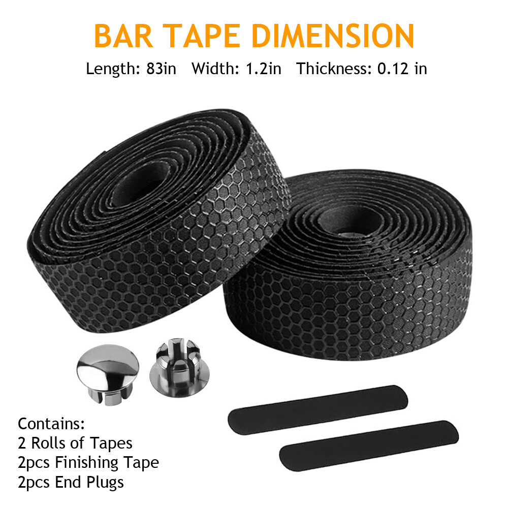 2 Pack Road Bike Bicycle Handlebar Tape Handle Drop Bar Wrap Non-Slip Pads Black