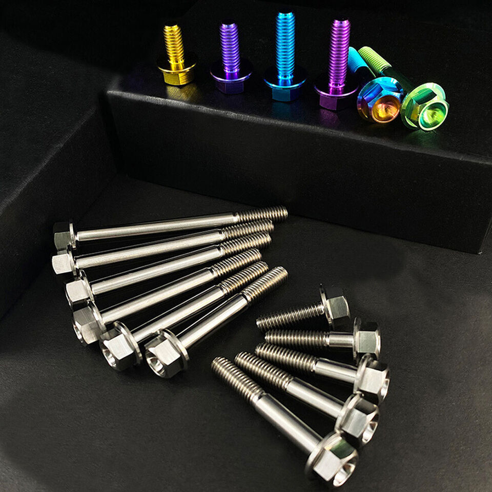 Titanium M6 Bolts Hex Flange Head 10 12 15 20 25 30 35 40 45 50 55-70mm X 1.0mm