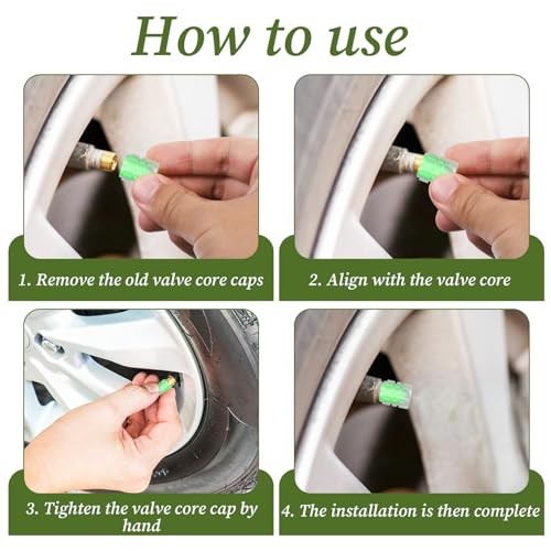 Glow in The Dark Tire Valve Caps, 20 Pcs Upgraded Version Fluorescent Car Tire