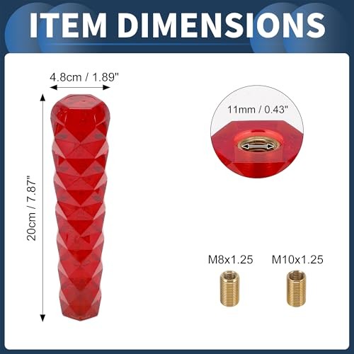 Diamond Pattern Crystal Shift Knob Universal for Automatic and Manual 20cm Red