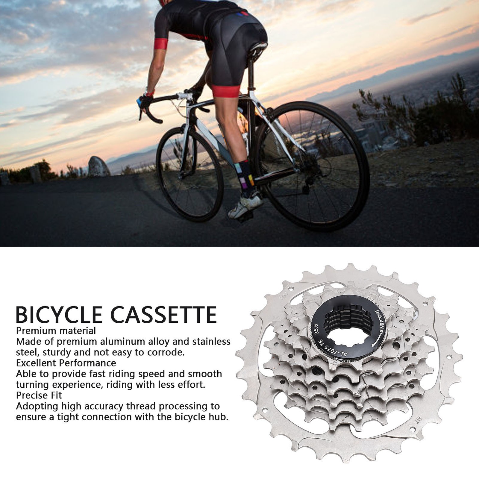 Bike Cassette 7 Speed Stainless Steel Aluminum Alloy Low Noise Bicycle Cass DVGD