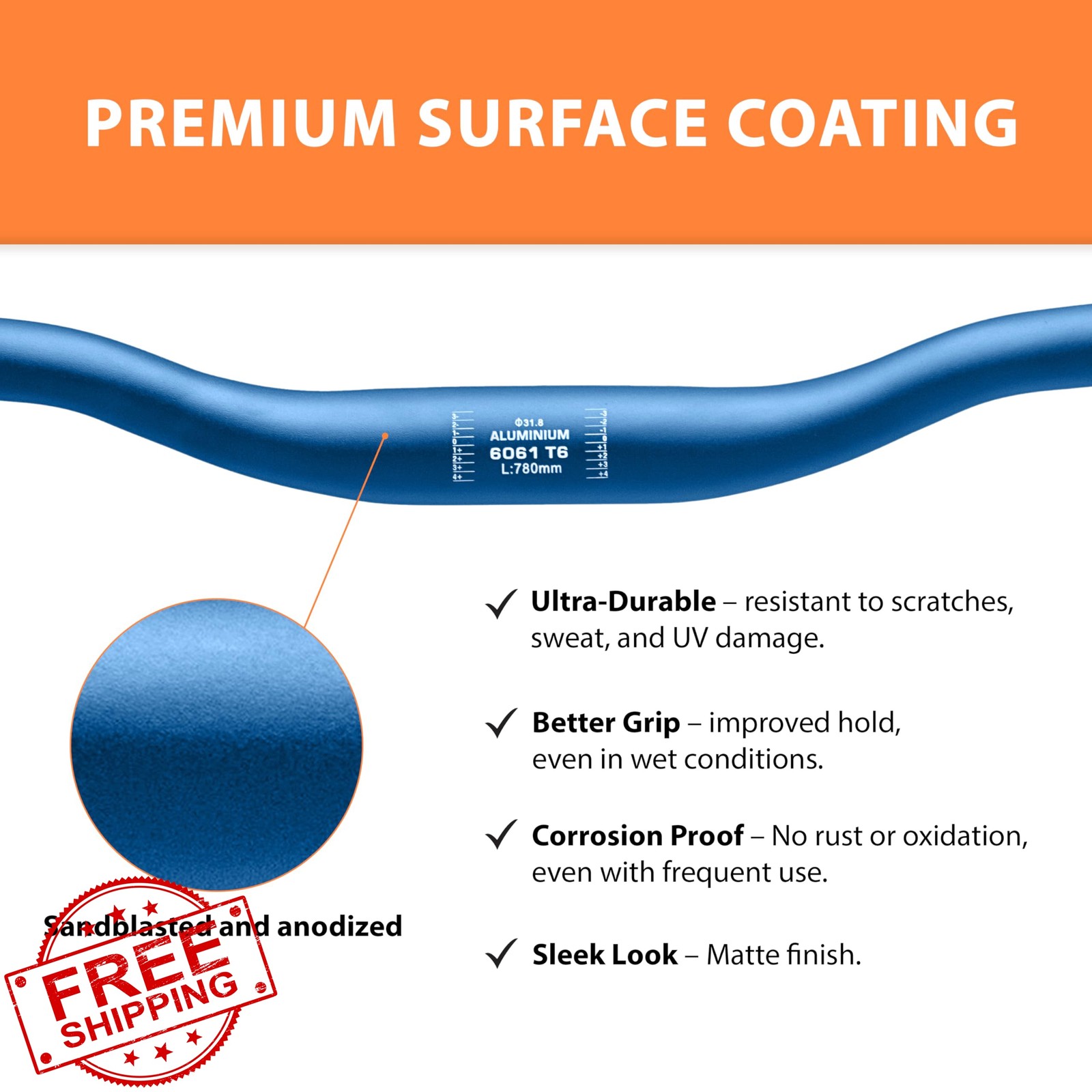 JETCAT MTB Handlebars Blue 35mm rise 780mm width