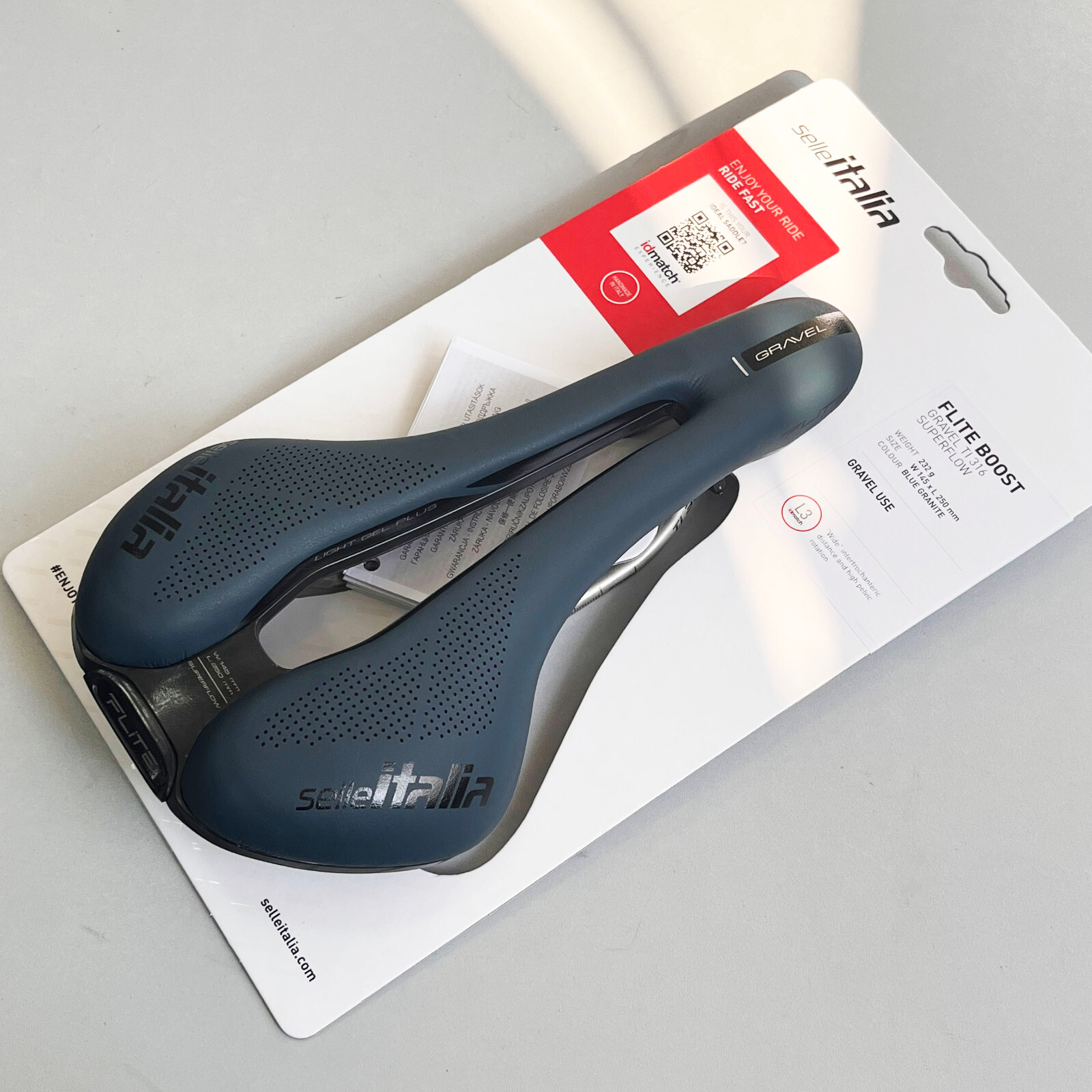 Selle Italia Flite Boost Gravel L3 TI316 Superflow Saddle (Blue Granite)