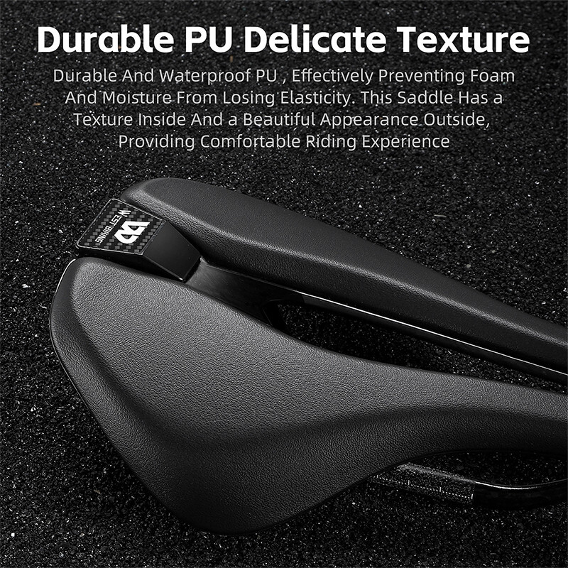 WEST BIKING PU Leather Carbon Fiber Bike Saddle T700 Hollow Bicycle Saddle