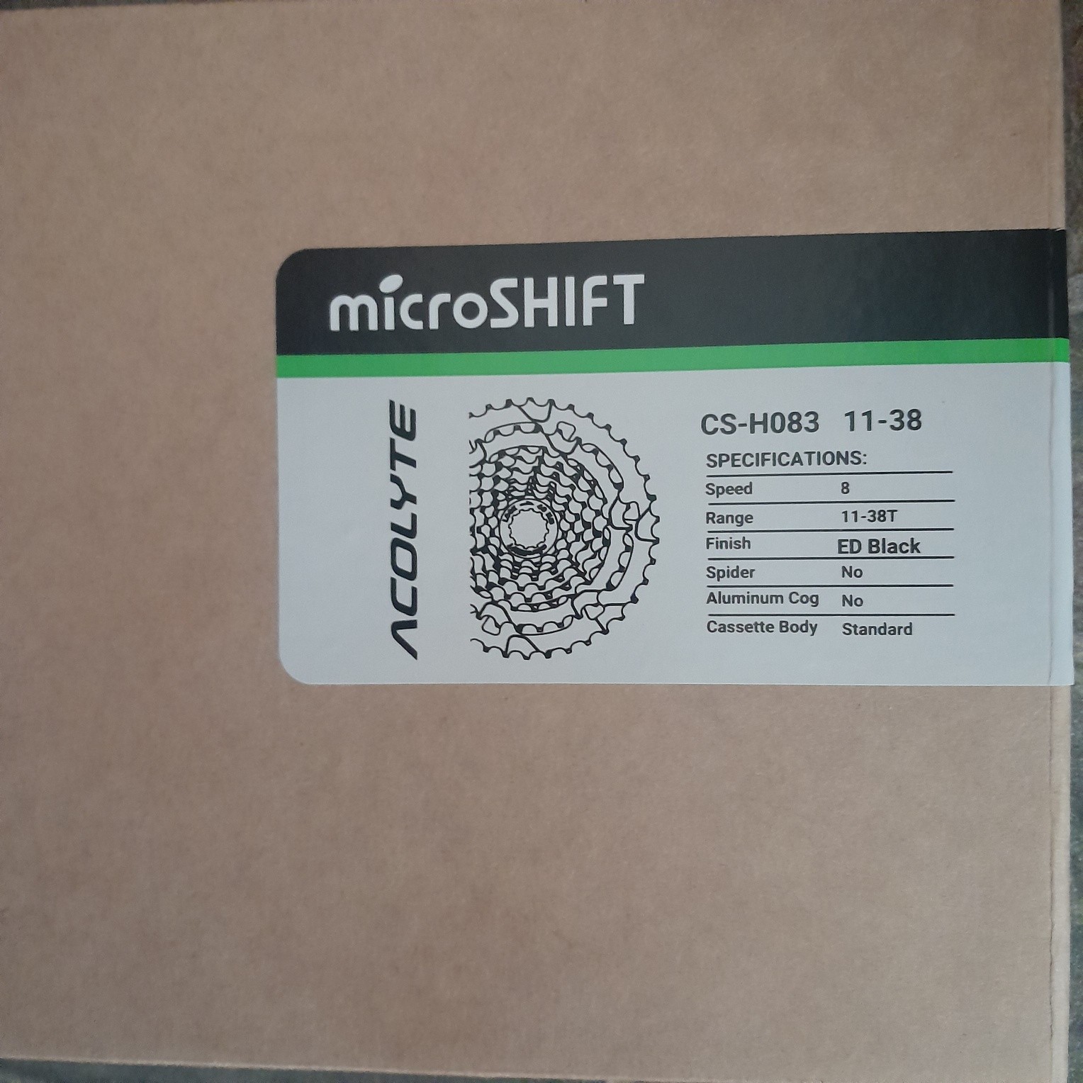 microShift Micro Shift Acolyte CS-H083 8 Speed Cassette 11-38 ED Coated