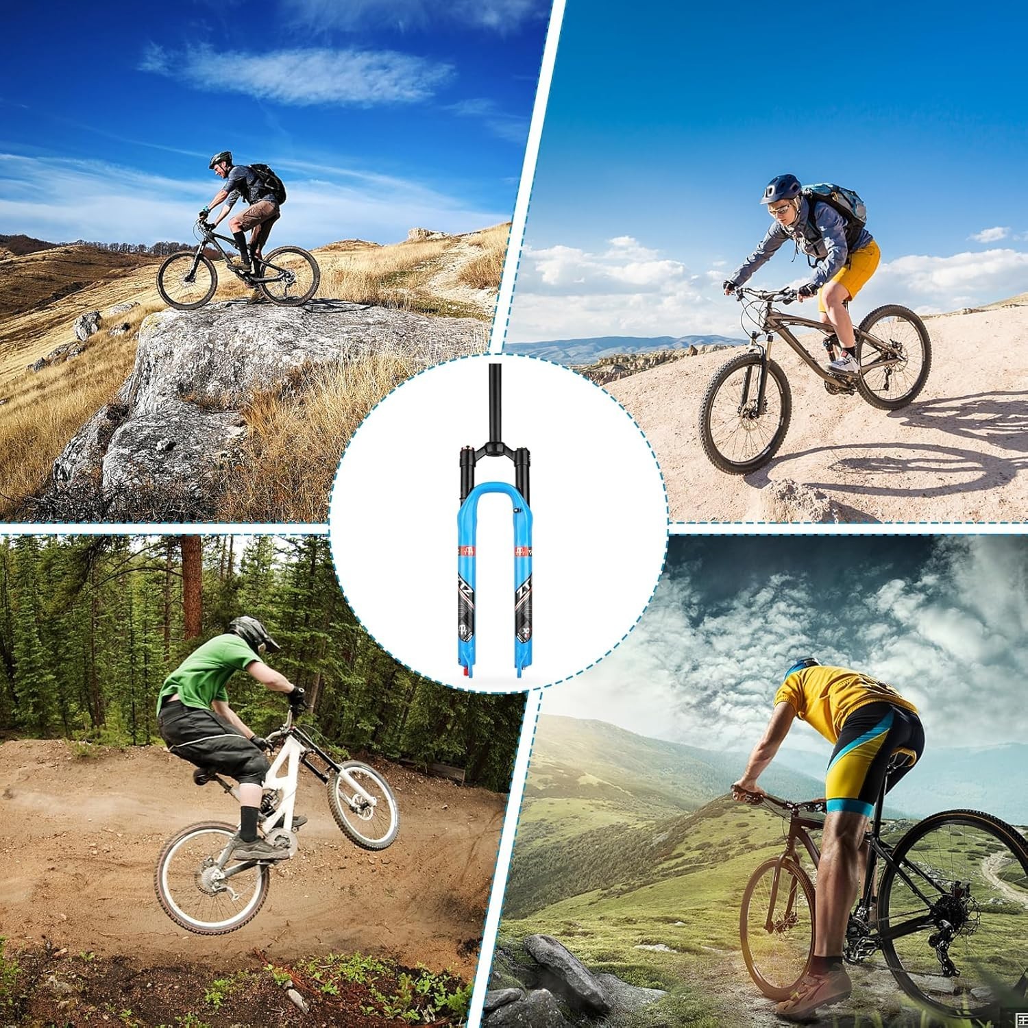 ZTZ MTB Air Suspension Fork Fit for 26/27.5/29 inch Mountain Bike, QR 9mm, XC/AM