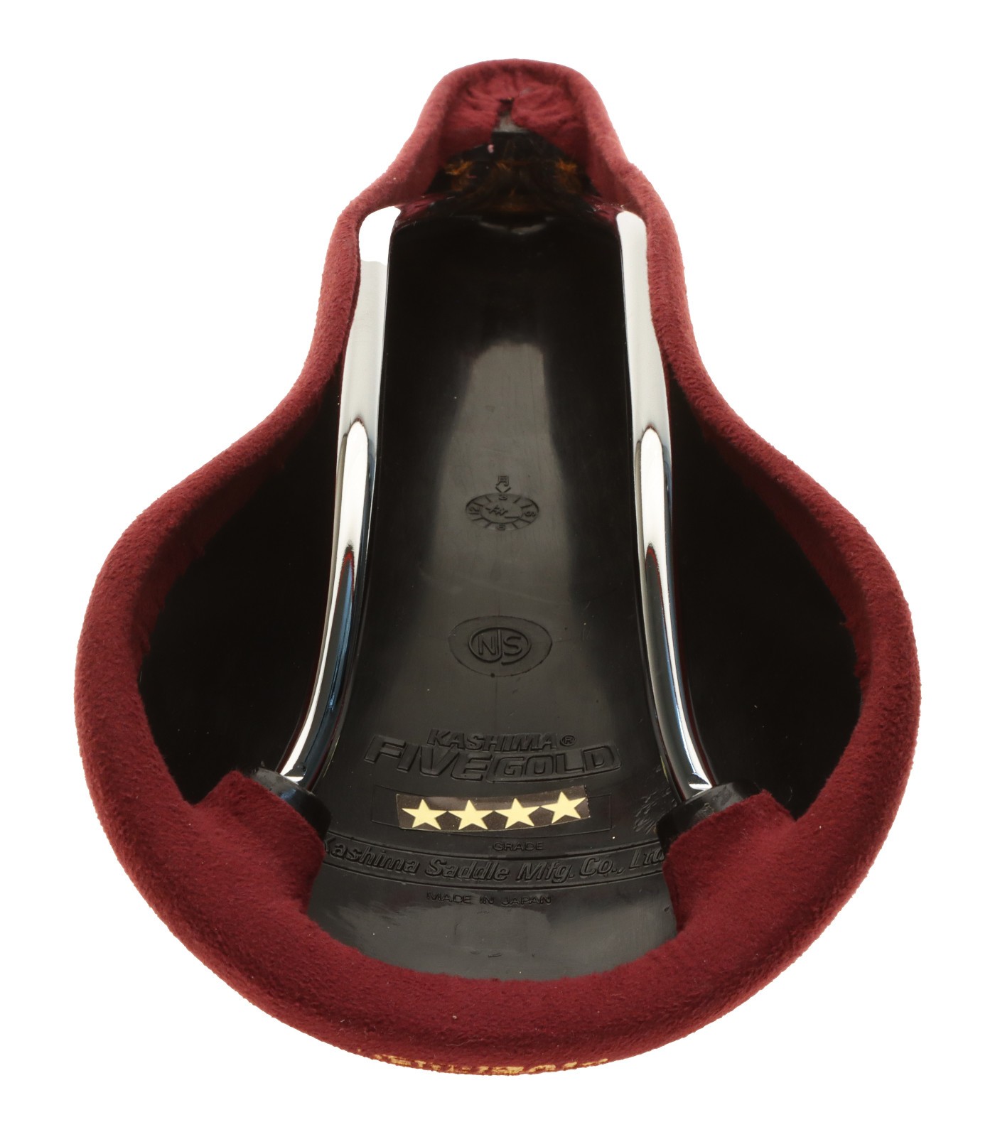Kashimax Five Gold 4P Saddle NJS Standard Rails Wine Red Suede Leather NEW NOS