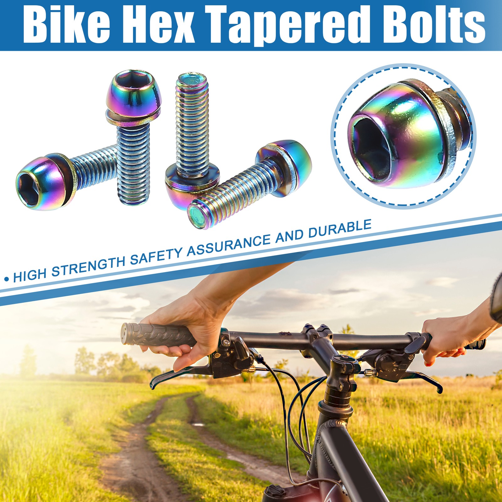 6 Pcs Bicycle Stem Screws for Bike Bicycle Stem M6x20mm Steel Assorted Color