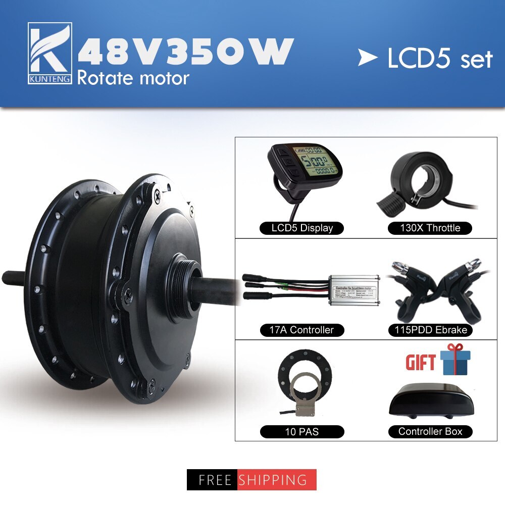Electric Bike Conversion Kit 36V 48V 350W Rear Rotate Hub Motor Waterproof Plug