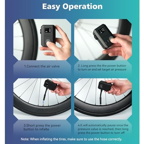 Mini Electric Bike Pump AS260PRO 120PSI Portable Bicycle Pump with Gauge & Gauge