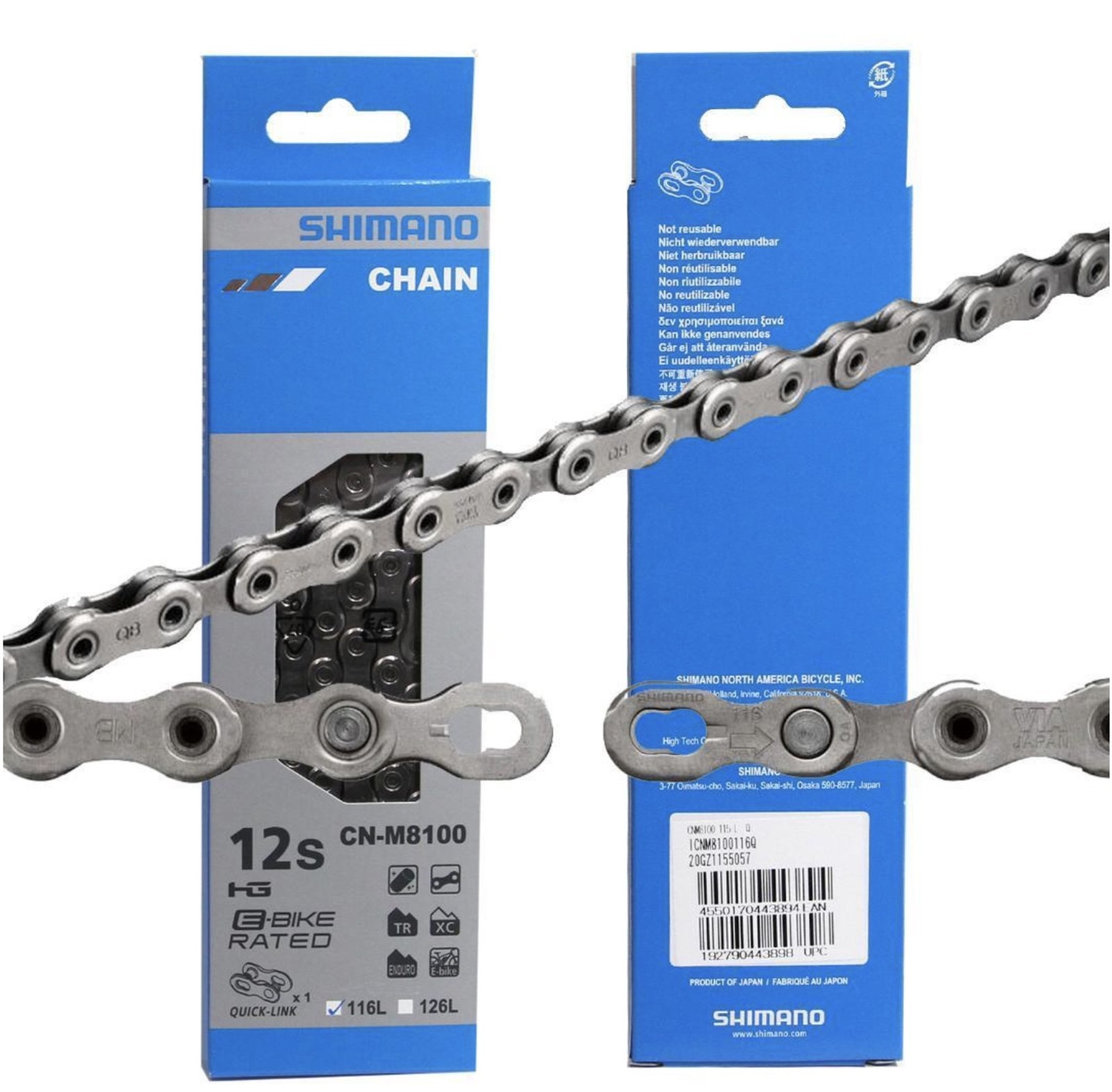 Shimano CN-M8100 Bicycle Chain 138 Links 12-Speed with Quicklinks XT Grade