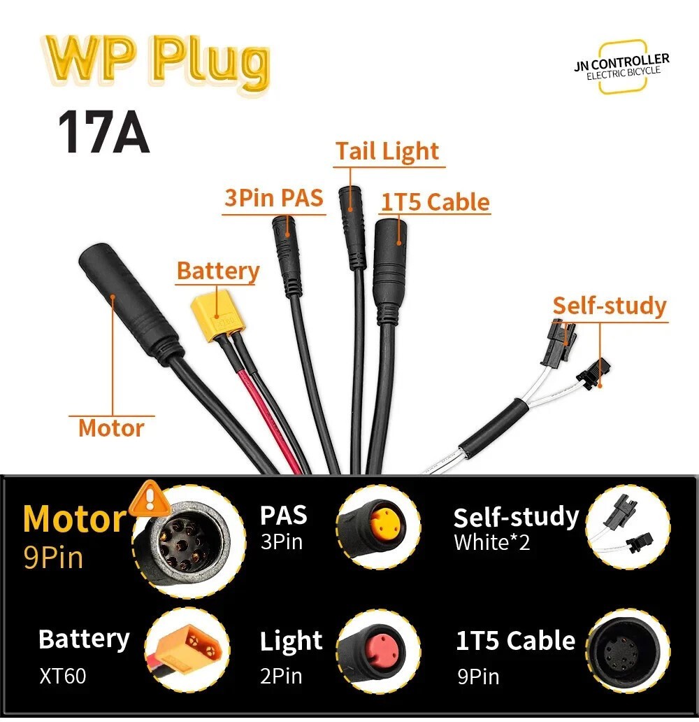 Ebike 24-48V 17A 26A 30A Sine Wave 3-Mode Controller for 350-1000W Motor WP Plug