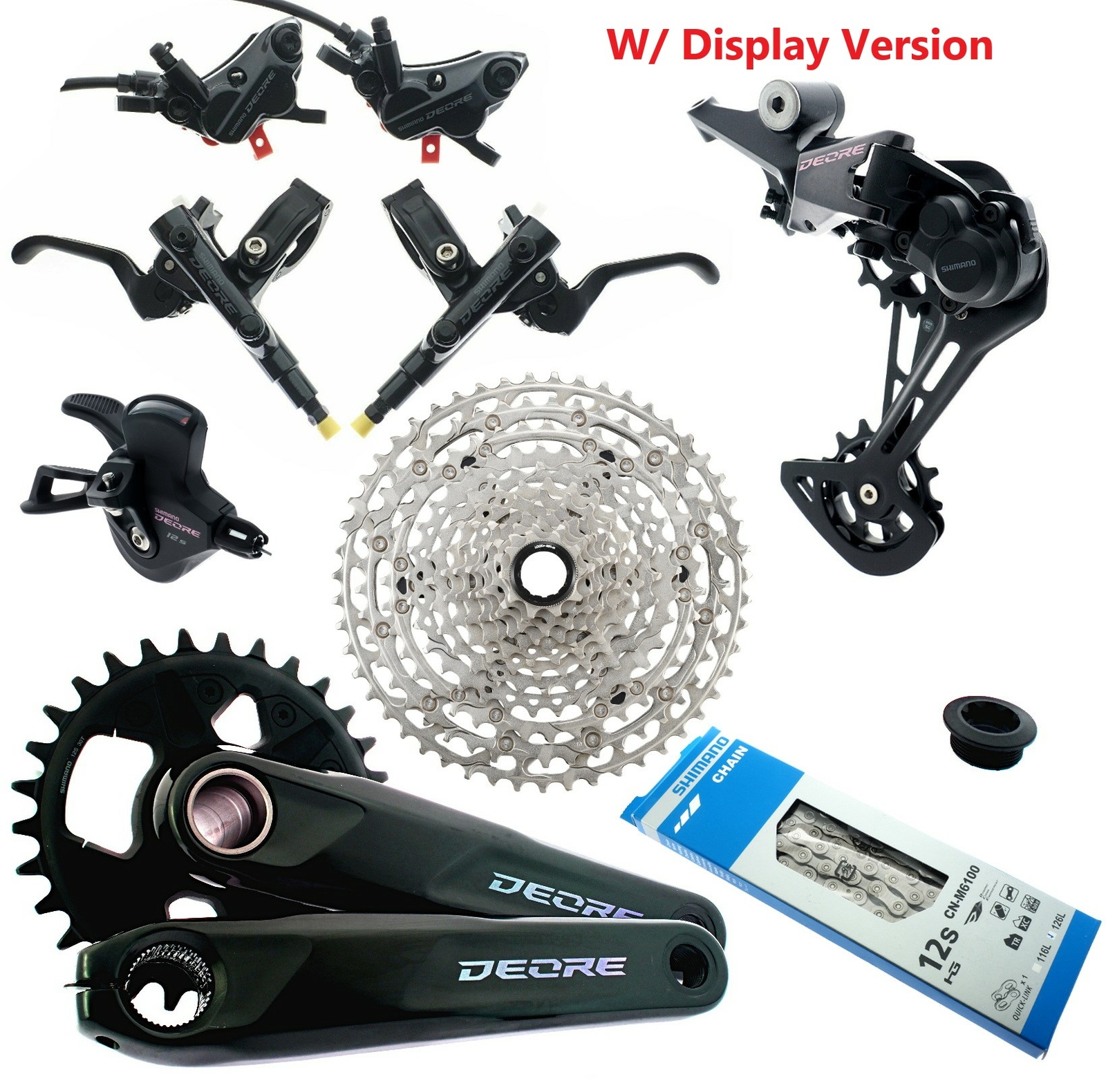 Shimano Deore FC-SL-RD-CN-CS-BL-M6100 BR-M6120 CS 10-51T 1×12 Groupset READ!!