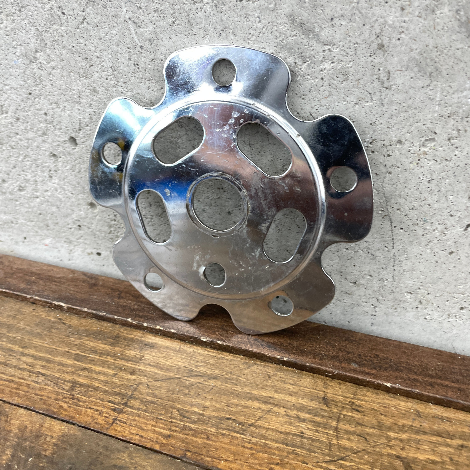 Old School BMX Power Plate Spider Chrome Disc 110 OG 80s Silver Freestyle
