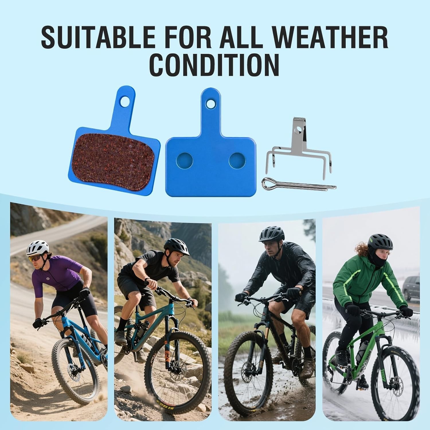 4 Pairs Bike Brake Pads, Disc Brake Pads (Resin,Semi-Metallic) for Mountain Bike