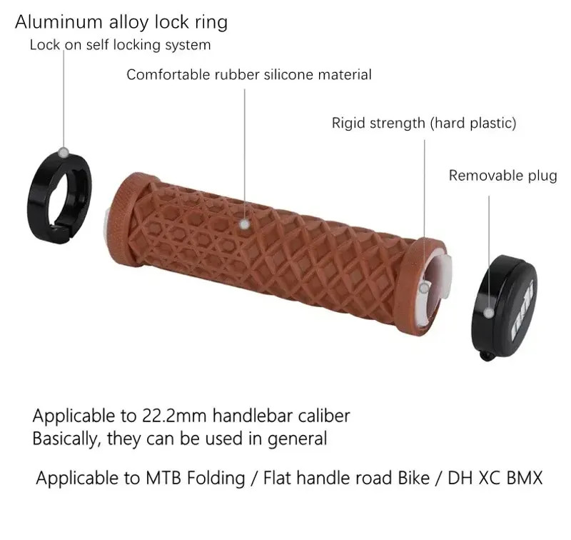 Van Bicycle Handlebar Grips Lock-On Anti-slip Shock Absorption Double Lock Ring