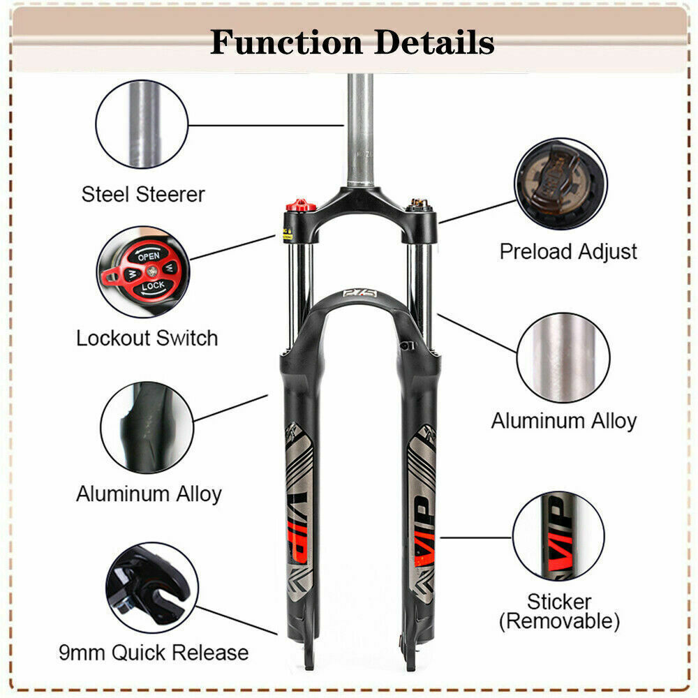 26/27.5/29″ Fork 100mm Travel Mountain Bike Suspension Fork Disc Brake 1-1/8″ QR