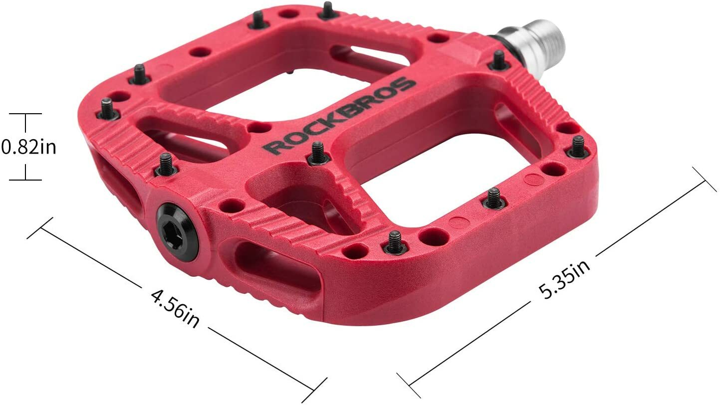 ROCKBROS Mountain Bike Pedals Nylon Composite Bearing 9/16″ Widened Flat Pedals