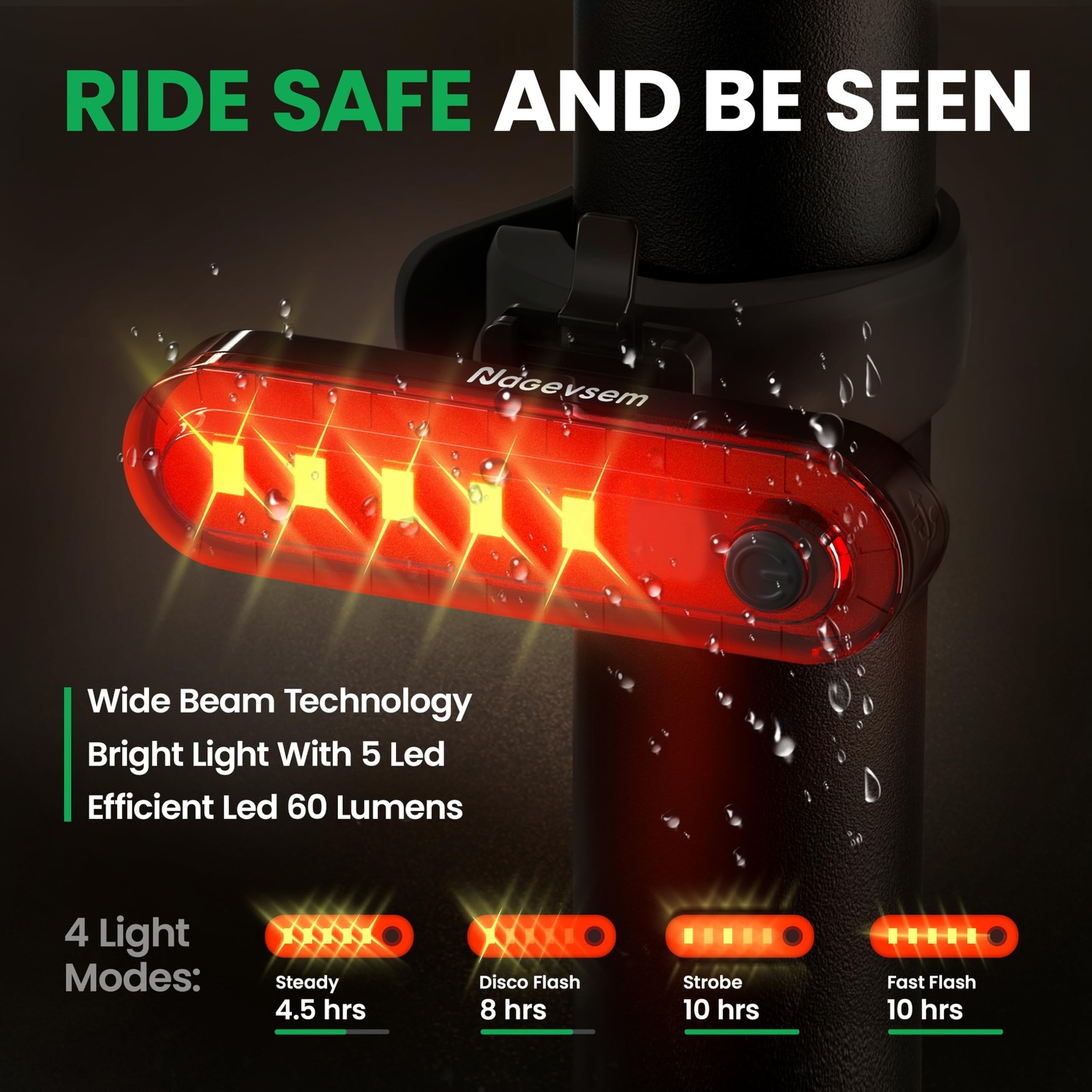 Bike Lights Front and Back for Night Riding, USB-C Rechargeable Bicycle Headl…