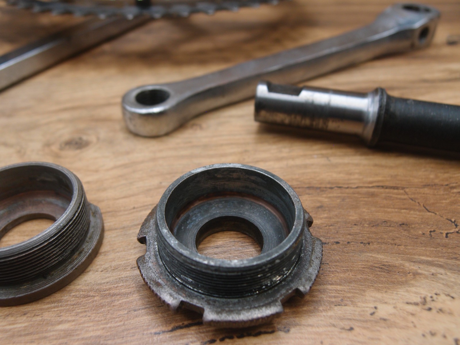 cottered crankset NERVAR made in France 52/47 T 170 mm + bottom bracket 1960’s