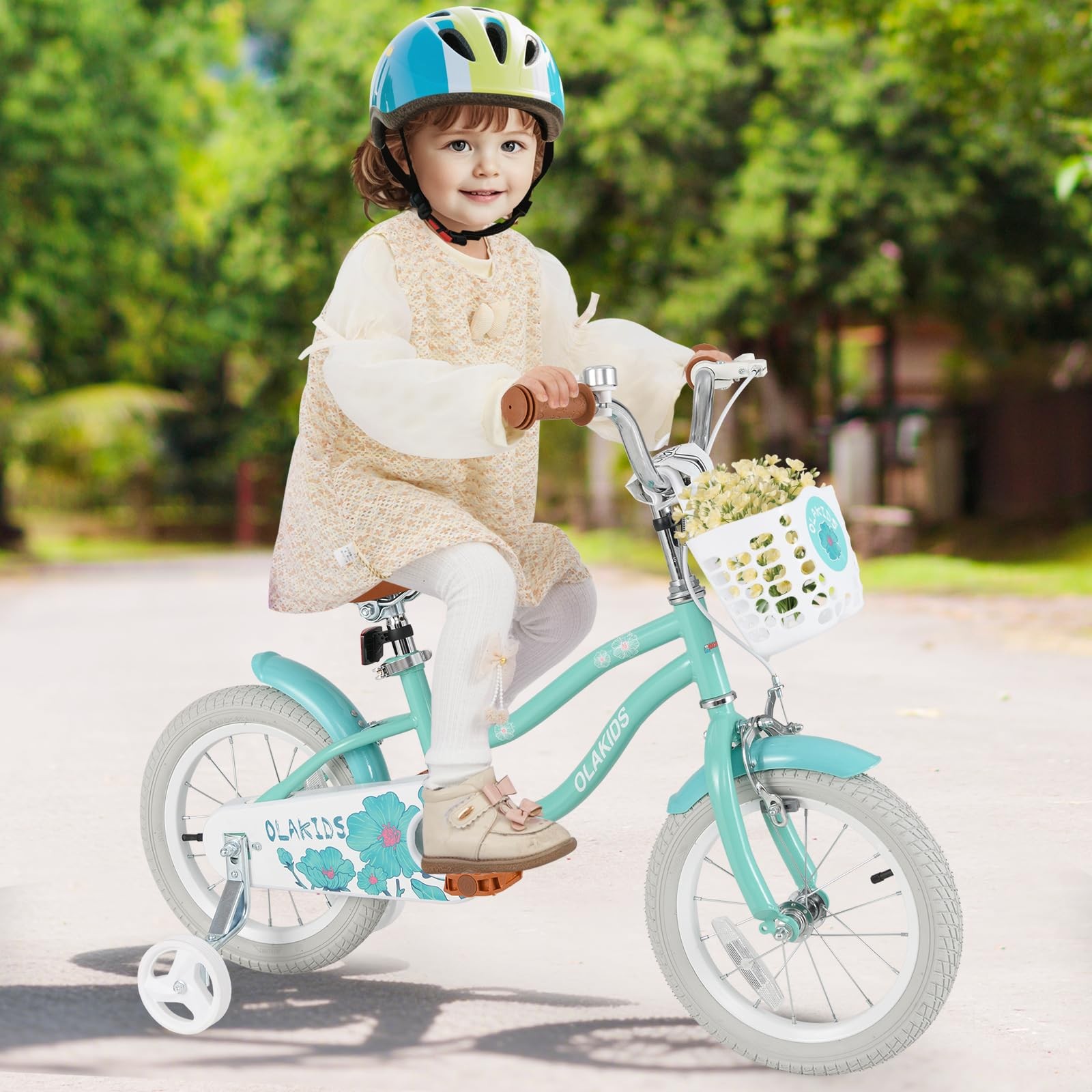 Olakids Kids Bike 12 14 16 18 Inch Toddlers Bike Training Wheels Basket Safety