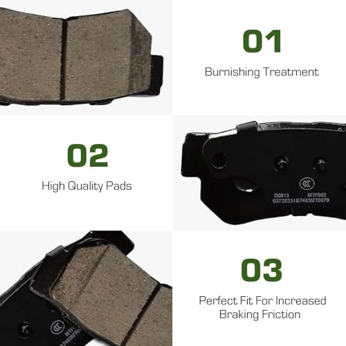D813 Rear Disc Brake Pads Ceramic Fits for Hyundai Azera 06-09, Elantra 07-10,