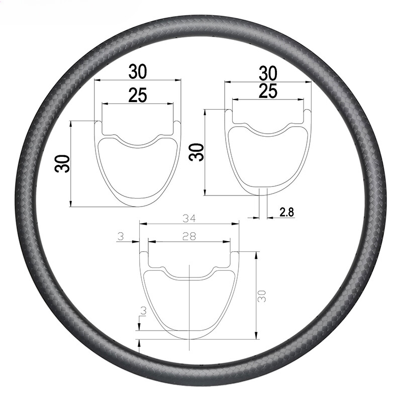 Mountain Bike 29er Carbon Rim 30×30 34x30mm Tubeless Clincher Ring 3K UD Matt