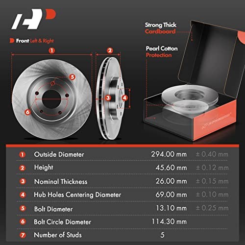 11.57 in (294mm) Disc Brake Rotors + Ceramic Pads Kit Compatible Front Vented